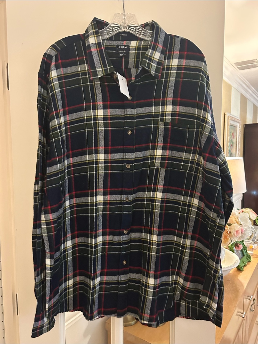 J. Crew Men's Navy, Red & Green Plaid Button-Down Shirt
